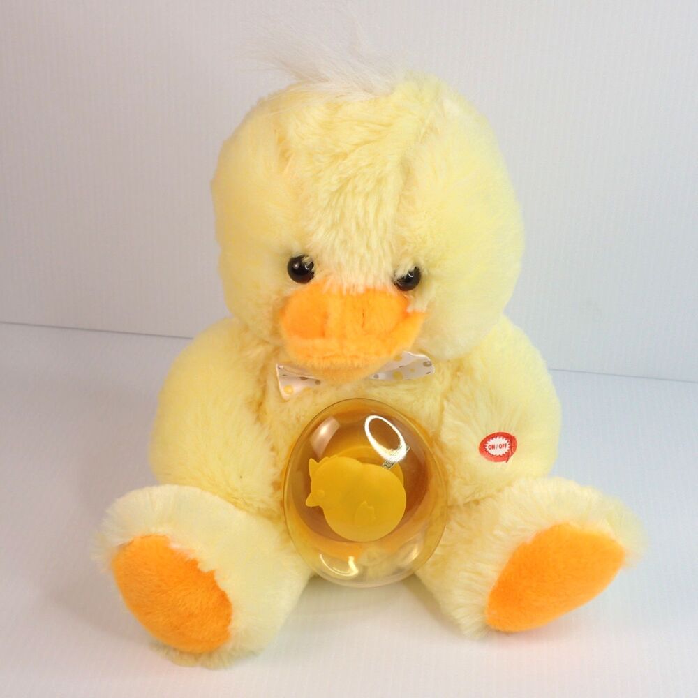 Easter Yellow Chick with Spinning Light Up Fan Egg Plush 11 in